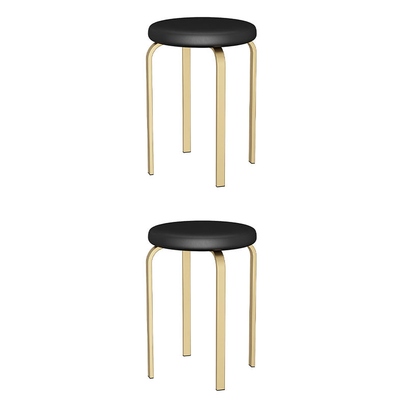 Modern Round Standard Solid Color Water Resistant Standard for Home Decor Gloss Black 2 Piece Set Clearhalo 'furn' 'furn_ottomans_poufs' 'Furniture' 'Living Room Furniture' 'Ottomans & Poufs' 'ottomans_poufs' 6651880