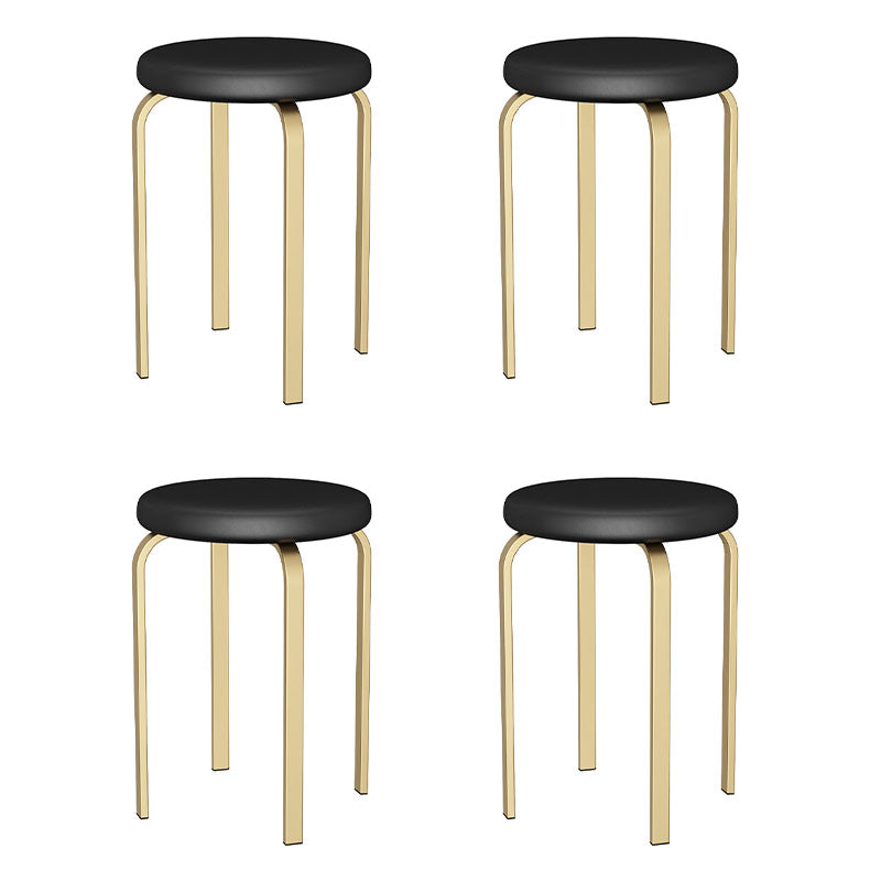 Modern Round Standard Solid Color Water Resistant Standard for Home Decor Gloss Black 4 Piece Set Clearhalo 'furn' 'furn_ottomans_poufs' 'Furniture' 'Living Room Furniture' 'Ottomans & Poufs' 'ottomans_poufs' 6651881