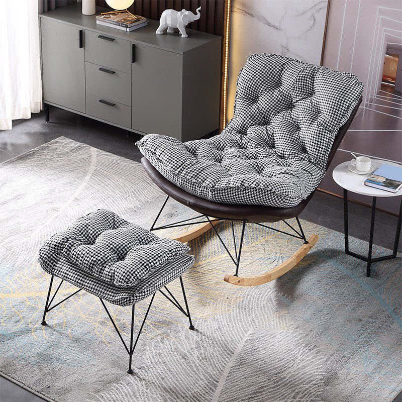 Modern Rocker Chair Metal Frame Friction Resistant Upholstered Rocker Chair