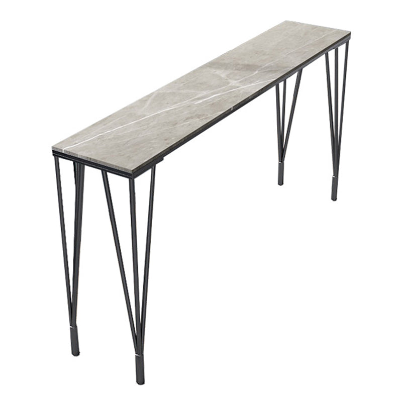 Modernes 1/4-teiliges Bartisch-Set, rechteckiger Stein-Thekentisch mit hohen Hockern