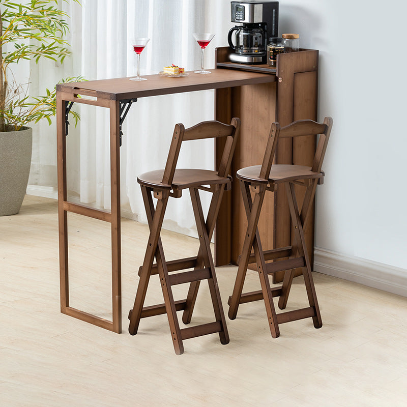 Contemporary Bar Table Set 1/2/3 Pieces Counter Height Pub Set 3 Pieces: 1 Brown Table, 2 Brown Stools Clearhalo 'Bar Furniture' 'furn' 'furn_home_bar_bar_sets' 'Furniture' 'Home Bars & Bar Sets' 'home_bar_bar_sets' 'Kitchen & Dining Furniture' 6652167