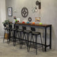 Industrial Bar Table Set 1/4/6/11 Pieces Solid Wood Pub Dining Set for Indoor 6 Pieces: Table, 5 Black Stools Clearhalo 'Bar Furniture' 'furn' 'furn_home_bar_bar_sets' 'Furniture' 'Home Bars & Bar Sets' 'home_bar_bar_sets' 'Kitchen & Dining Furniture' 6652185