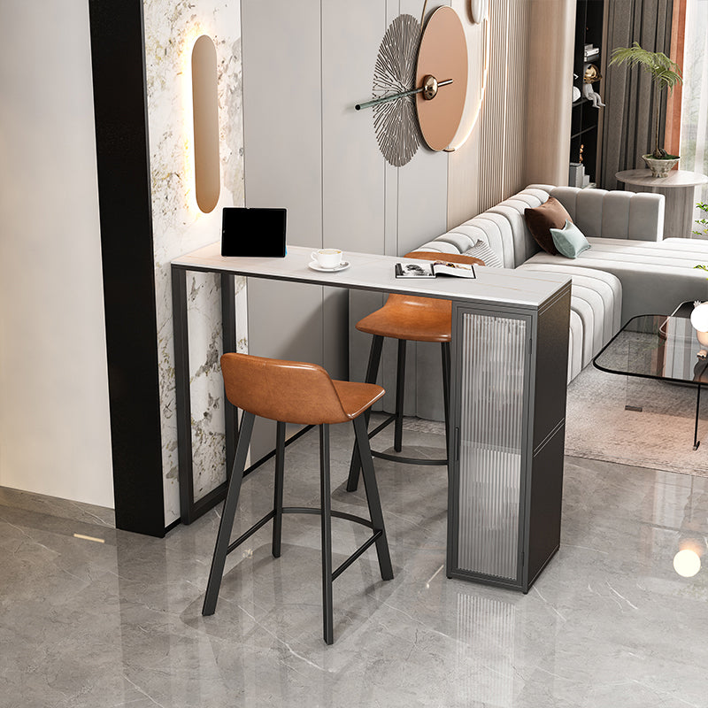 Set tavolo da bar moderno Tavolo da bar rettangolare in pietra da 1/2/3 pezzi con sgabelli imbottiti