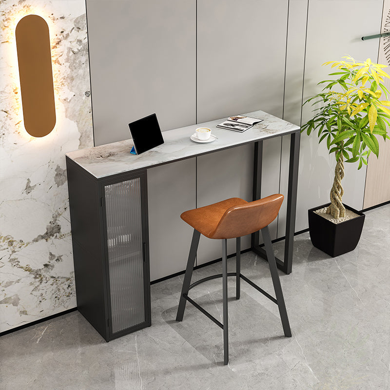 Set tavolo da bar moderno Tavolo da bar rettangolare in pietra da 1/2/3 pezzi con sgabelli imbottiti