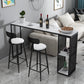 Contemporary Style Bar Table Set 1/3 Pieces Stone Bar table with Upholstered Stools 3 Pieces: 1 Black Gold Table, 2 Black Stools Clearhalo 'Bar Furniture' 'furn' 'furn_home_bar_bar_sets' 'Furniture' 'Home Bars & Bar Sets' 'home_bar_bar_sets' 'Kitchen & Dining Furniture' 6652399