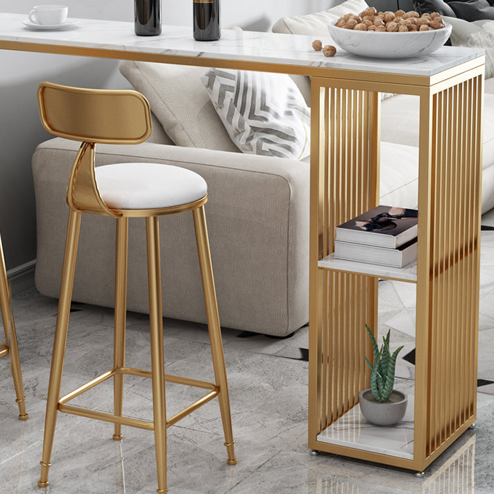 Contemporary Style Bar Table Set 1/3 Pieces Stone Bar table with Upholstered Stools Clearhalo 'Bar Furniture' 'furn' 'furn_home_bar_bar_sets' 'Furniture' 'Home Bars & Bar Sets' 'home_bar_bar_sets' 'Kitchen & Dining Furniture' 6652403