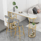 Modern Style Bar Table Set 1/3 Pieces Stone Bar table with Upholstered Stools 3 Pieces: White-Gold Table, 2 Gary-Gold Stools Clearhalo 'Bar Furniture' 'furn' 'furn_home_bar_bar_sets' 'Furniture' 'Home Bars & Bar Sets' 'home_bar_bar_sets' 'Kitchen & Dining Furniture' 6652417