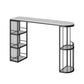 Modern Style Bar Table Set 1/3 Pieces Stone Bar table with Upholstered Stools White-Black 71"L x 16"W Clearhalo 'Bar Furniture' 'furn' 'furn_home_bar_bar_sets' 'Furniture' 'Home Bars & Bar Sets' 'home_bar_bar_sets' 'Kitchen & Dining Furniture' 6652425