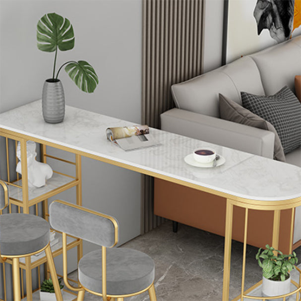 Modern Style Bar Table Set 1/3 Pieces Stone Bar table with Upholstered Stools Clearhalo 'Bar Furniture' 'furn' 'furn_home_bar_bar_sets' 'Furniture' 'Home Bars & Bar Sets' 'home_bar_bar_sets' 'Kitchen & Dining Furniture' 6652428