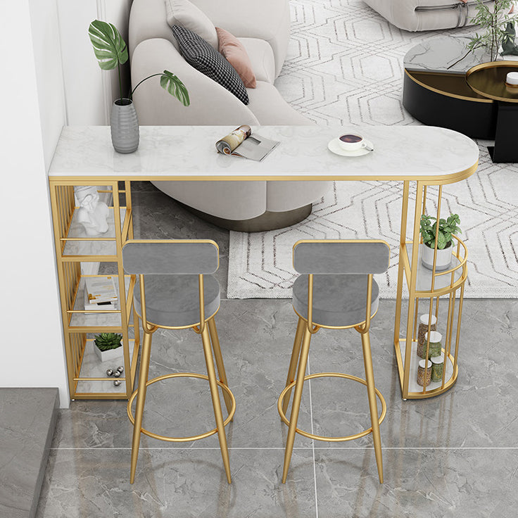 Modern Style Bar Table Set 1/3 Pieces Stone Bar table with Upholstered Stools Clearhalo 'Bar Furniture' 'furn' 'furn_home_bar_bar_sets' 'Furniture' 'Home Bars & Bar Sets' 'home_bar_bar_sets' 'Kitchen & Dining Furniture' 6652432