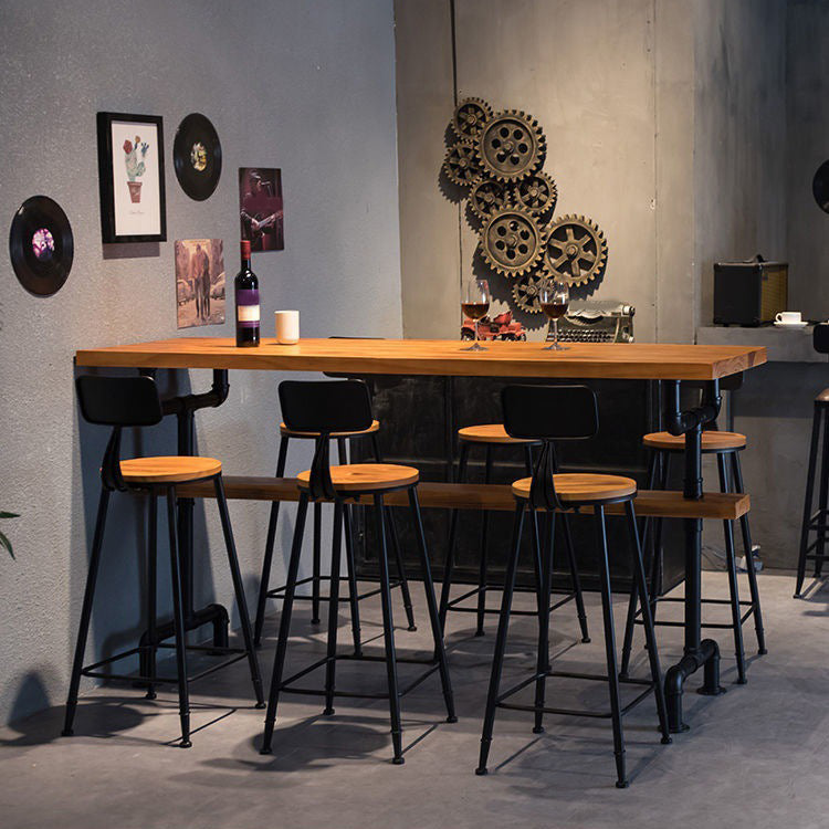 Modern 1/2/7 Pieces Bar Table Set Rectangle Pine Wood Counter Table with High Stools Clearhalo 'Bar Furniture' 'furn' 'furn_home_bar_bar_sets' 'Furniture' 'Home Bars & Bar Sets' 'home_bar_bar_sets' 'Kitchen & Dining Furniture' 6652583