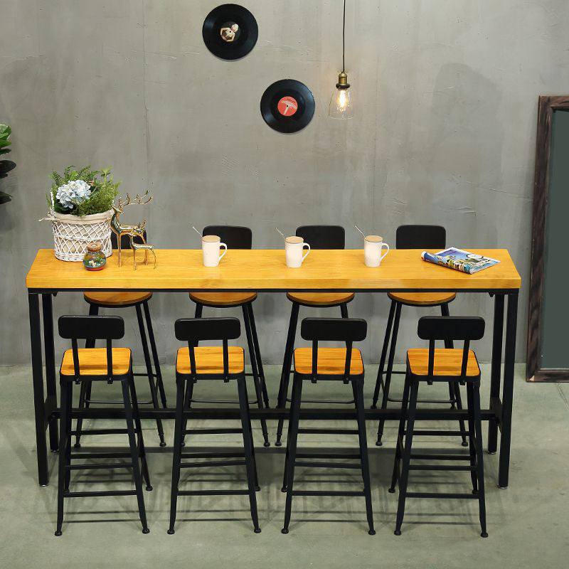 Modern Style Wood 1/2/5/9 Pieces Bar Table Set Rectangle Bar Table for Home 9 Pieces: Table, 8 Stools Clearhalo 'Bar Furniture' 'furn' 'furn_home_bar_bar_sets' 'Furniture' 'Home Bars & Bar Sets' 'home_bar_bar_sets' 'Kitchen & Dining Furniture' 6652596