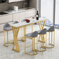 Set tavolo da bar in pietra Set da tavolo da pub rettangolare stile glam 1/2/7 pezzi