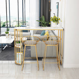 Glam Style Stone 1/2/3 Pieces Bar Table Set Rectangle Bar Table with Metal Legs for Home