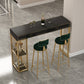 Stone Bar Table Set Glam Style Rectangle 1/3 Pieces Pub Table Set for Indoor 3 Pieces: 1 Black Table, 2 Green Stools Clearhalo 'Bar Furniture' 'furn' 'furn_home_bar_bar_sets' 'Furniture' 'Home Bars & Bar Sets' 'home_bar_bar_sets' 'Kitchen & Dining Furniture' 6652657