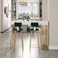 Stone Bar Table Set Glam Style Rectangle 1/3 Pieces Pub Table Set for Indoor 3 Pieces: White Table, 2 Green Stools Clearhalo 'Bar Furniture' 'furn' 'furn_home_bar_bar_sets' 'Furniture' 'Home Bars & Bar Sets' 'home_bar_bar_sets' 'Kitchen & Dining Furniture' 6652663