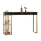 Stone Bar Table Set Glam Style Rectangle 1/3 Pieces Pub Table Set for Indoor Black 63"L x 16"W Clearhalo 'Bar Furniture' 'furn' 'furn_home_bar_bar_sets' 'Furniture' 'Home Bars & Bar Sets' 'home_bar_bar_sets' 'Kitchen & Dining Furniture' 6652664