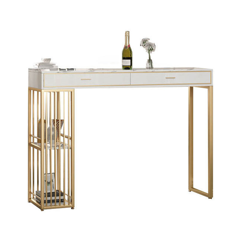 Stone Bar Table Set Glam Style Rectangle 1/3 Pieces Pub Table Set for Indoor White 55"L x 16"W Clearhalo 'Bar Furniture' 'furn' 'furn_home_bar_bar_sets' 'Furniture' 'Home Bars & Bar Sets' 'home_bar_bar_sets' 'Kitchen & Dining Furniture' 6652665