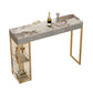 Stone Bar Table Set Glam Style Rectangle 1/3 Pieces Pub Table Set for Indoor Gold 55"L x 16"W Clearhalo 'Bar Furniture' 'furn' 'furn_home_bar_bar_sets' 'Furniture' 'Home Bars & Bar Sets' 'home_bar_bar_sets' 'Kitchen & Dining Furniture' 6652666