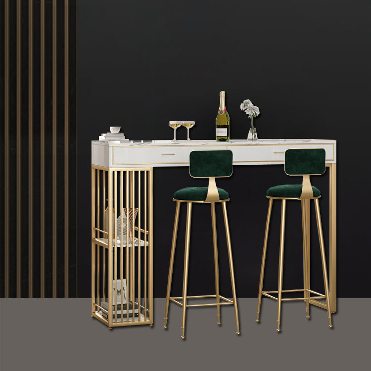 Stone Bar Table Set Glam Style Rectangle 1/3 Pieces Pub Table Set for Indoor Clearhalo 'Bar Furniture' 'furn' 'furn_home_bar_bar_sets' 'Furniture' 'Home Bars & Bar Sets' 'home_bar_bar_sets' 'Kitchen & Dining Furniture' 6652674