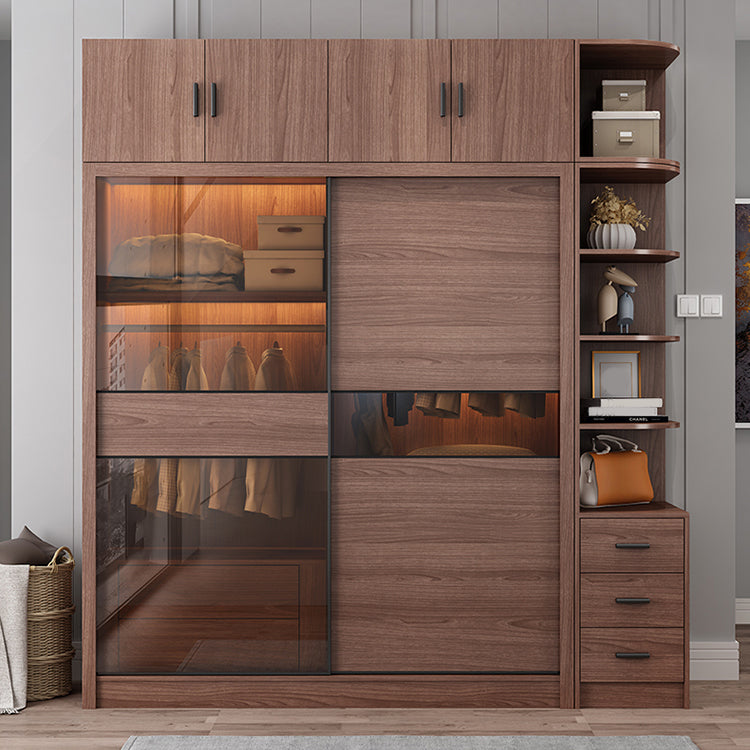 Armadio del guardaroba marrone con armadio a bordo armadio in legno