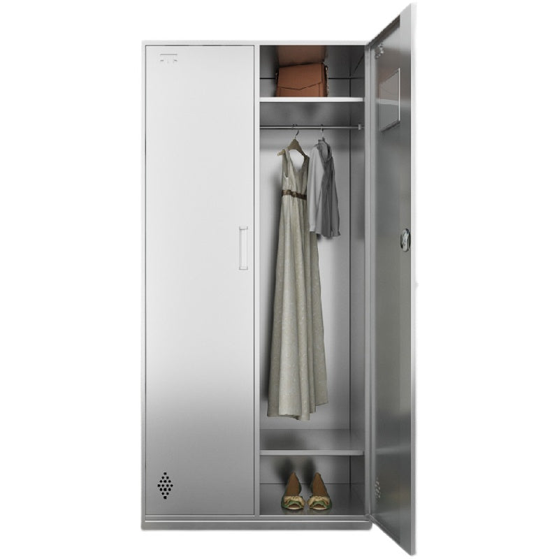 Chrome Metal Storage Cabinet Contemporary Cabinet with Hinged Doors