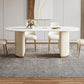 Luxury Double Pedestal Dining Table Oval Stone Top Dining Table for Dining Room 71"L x 31.5"W x 31"H Without Chairs Clearhalo 'Dining Tables & Seating' 'Dining Tables' 'dining_table' 'furn' 'furn_dining_table' 'Furniture' 'Kitchen & Dining Furniture' 6652956