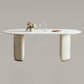 Luxury Double Pedestal Dining Table Oval Stone Top Dining Table for Dining Room Clearhalo 'Dining Tables & Seating' 'Dining Tables' 'dining_table' 'furn' 'furn_dining_table' 'Furniture' 'Kitchen & Dining Furniture' 6652963
