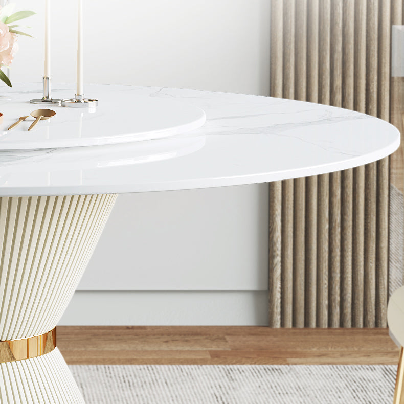 Luxury Round Dining Table Solid Wood Pedestal Dining Table for Dining Room