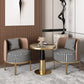 Modern Round Dining Table for Kitchen Glossy Grey Dinette Table with Metal Base Black Gold 23.6"L x 23.6"W x 29.5"H Without Chairs Clearhalo 'Dining Tables & Seating' 'Dining Tables' 'dining_table' 'furn' 'furn_dining_table' 'Furniture' 'Kitchen & Dining Furniture' 6652983