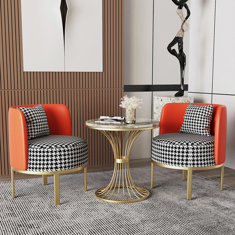 Modern Round Dining Table for Kitchen Glossy Grey Dinette Table with Metal Base Clearhalo 'Dining Tables & Seating' 'Dining Tables' 'dining_table' 'furn' 'furn_dining_table' 'Furniture' 'Kitchen & Dining Furniture' 6652993