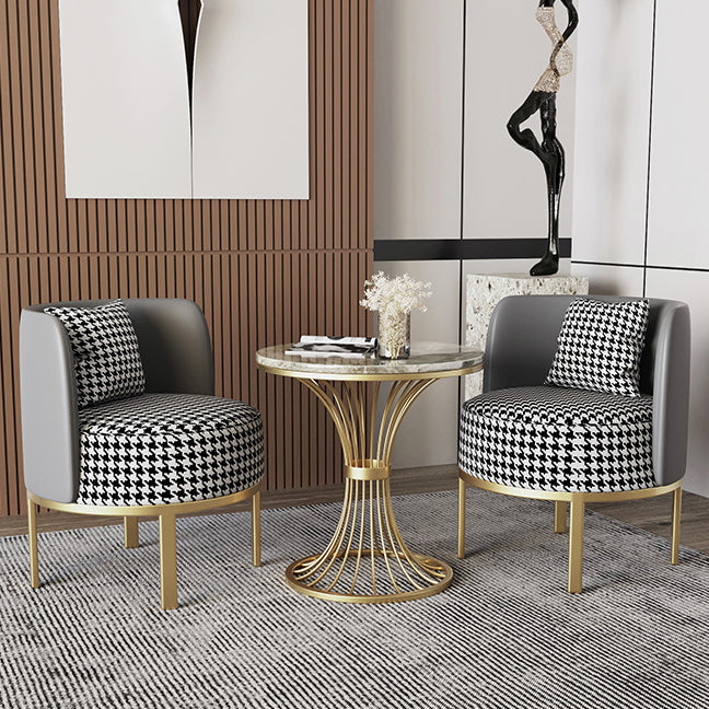 Modern Round Dining Table for Kitchen Glossy Grey Dinette Table with Metal Base Clearhalo 'Dining Tables & Seating' 'Dining Tables' 'dining_table' 'furn' 'furn_dining_table' 'Furniture' 'Kitchen & Dining Furniture' 6652994