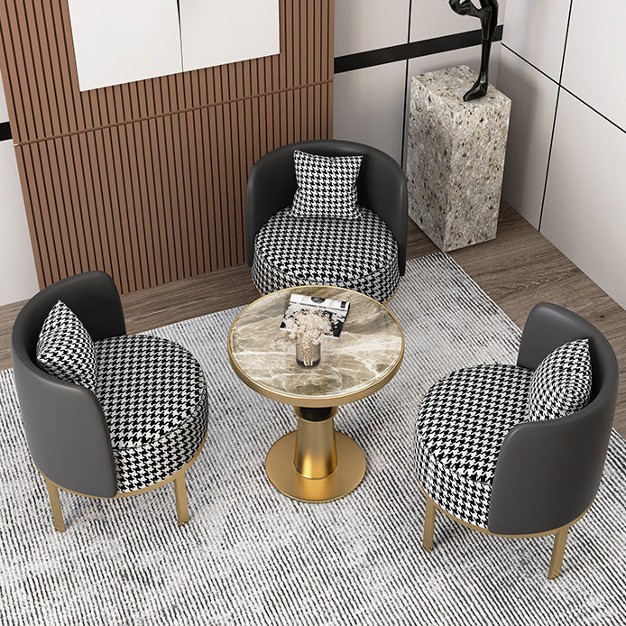Modern Round Dining Table for Kitchen Glossy Grey Dinette Table with Metal Base Clearhalo 'Dining Tables & Seating' 'Dining Tables' 'dining_table' 'furn' 'furn_dining_table' 'Furniture' 'Kitchen & Dining Furniture' 6652995