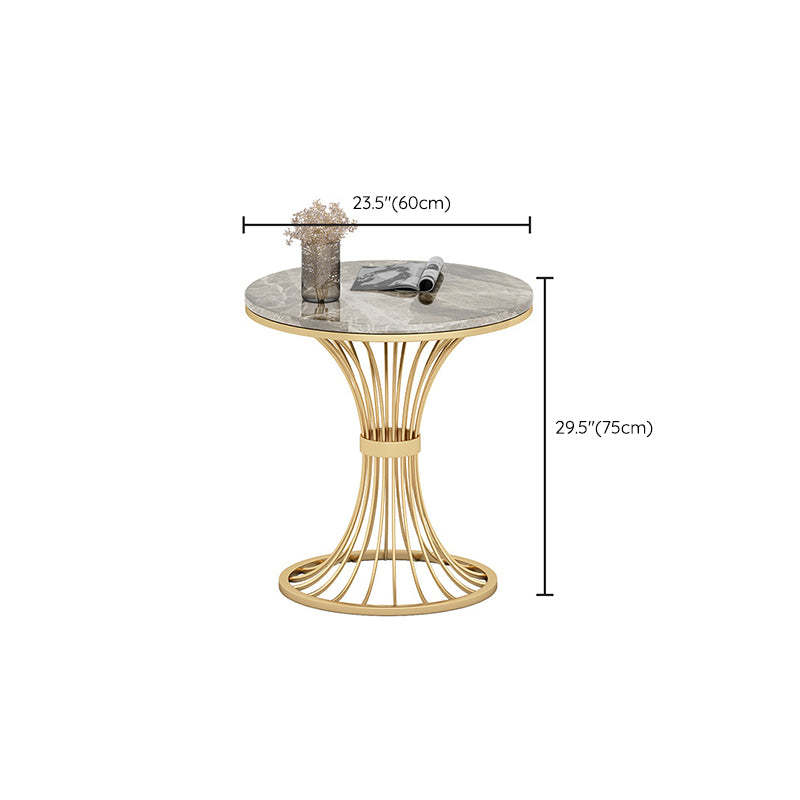 Modern Round Dining Table for Kitchen Glossy Grey Dinette Table with Metal Base Clearhalo 'Dining Tables & Seating' 'Dining Tables' 'dining_table' 'furn' 'furn_dining_table' 'Furniture' 'Kitchen & Dining Furniture' 6652999