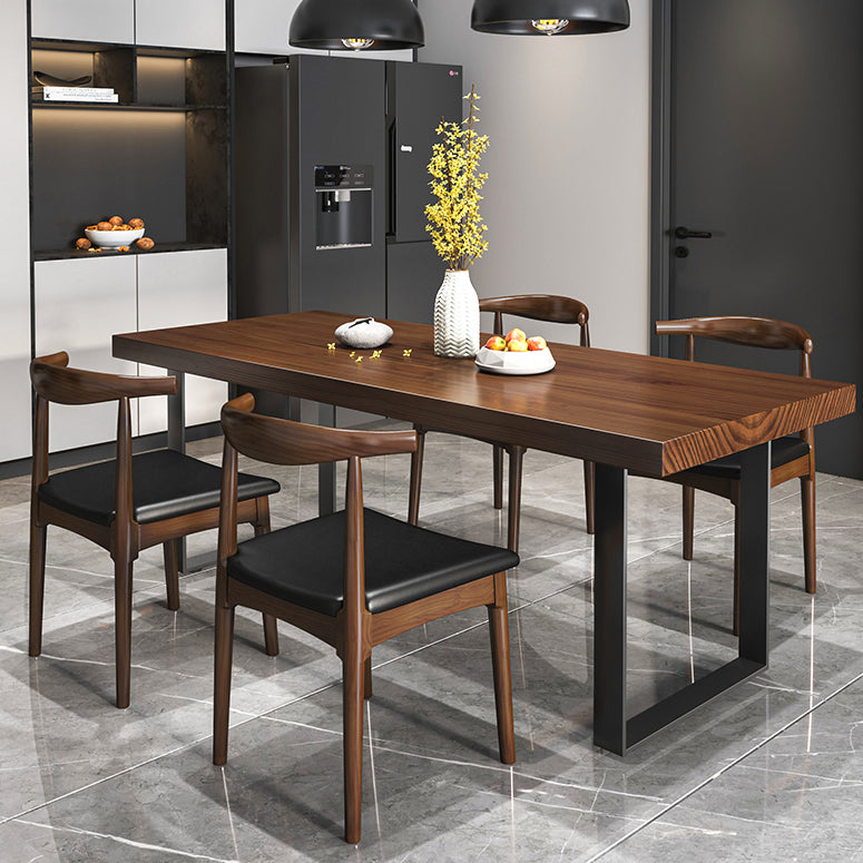 Industrial Rectangle Dining Table Solid Wood Top Dining Table with Double Pedestal Base Clearhalo 'Dining Tables & Seating' 'Dining Tables' 'dining_table' 'furn' 'furn_dining_table' 'Furniture' 'Kitchen & Dining Furniture' 6653011