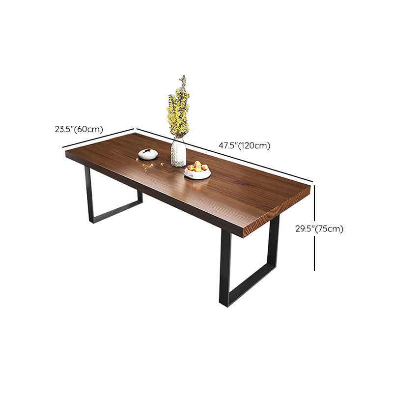 Industrial Rectangle Dining Table Solid Wood Top Dining Table with Double Pedestal Base Clearhalo 'Dining Tables & Seating' 'Dining Tables' 'dining_table' 'furn' 'furn_dining_table' 'Furniture' 'Kitchen & Dining Furniture' 6653017