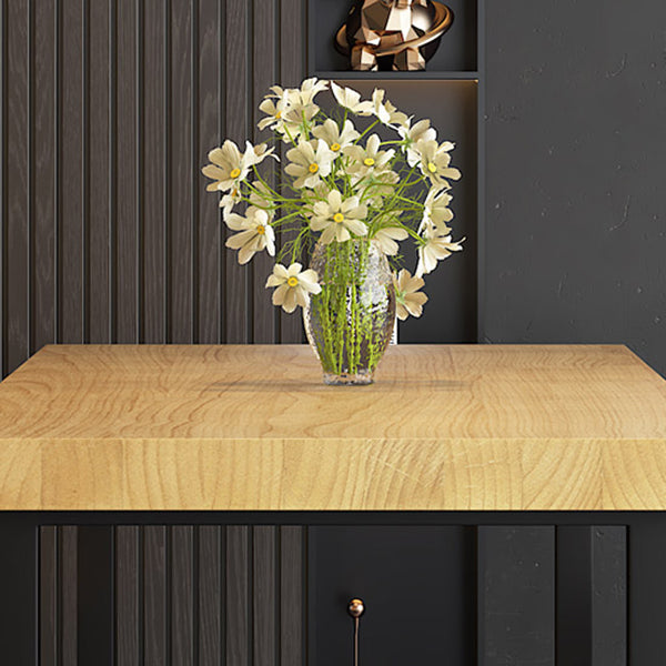 Industriële eettafel op schraagbasis Rechthoekige massief houten eettafel