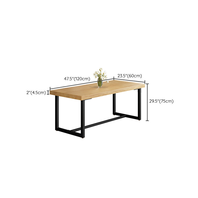 Industriële eettafel op schraagbasis Rechthoekige massief houten eettafel