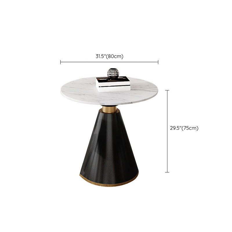 Mesa de comedor redonda con base de pedestal, mesa superior de piedra de lujo tradicional para el hogar