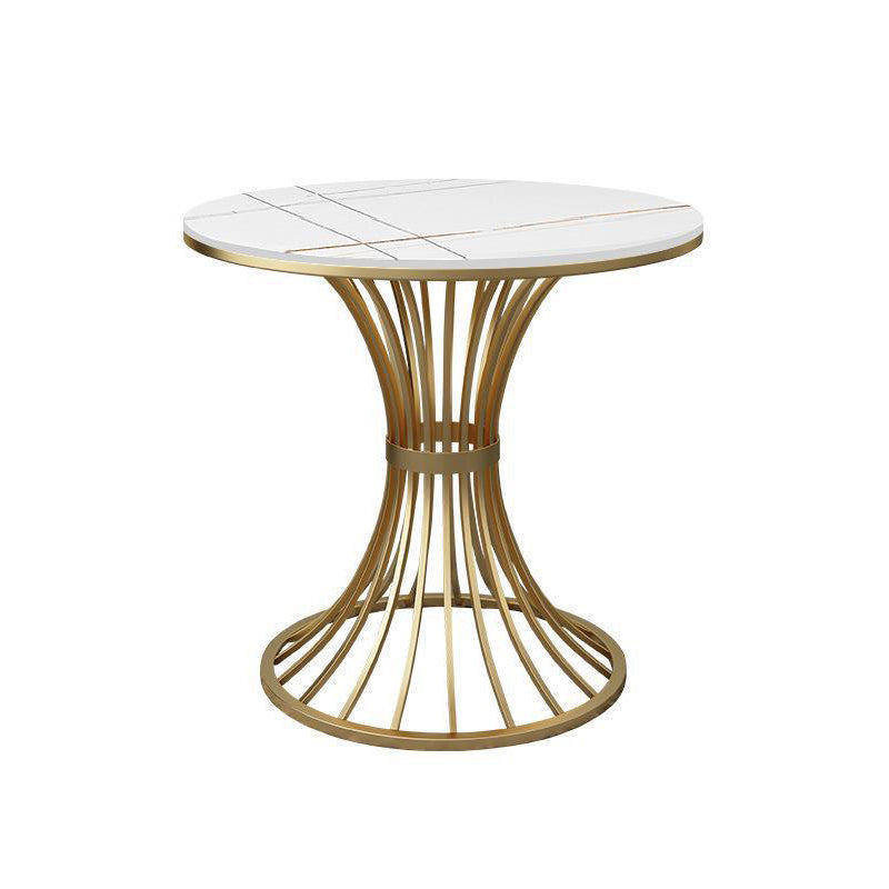 Matte Finish Stone Top Dinette Table for Home Traditional Luxury Round Dining Table White Without Chairs Clearhalo 'Dining Tables & Seating' 'Dining Tables' 'dining_table' 'furn' 'furn_dining_table' 'Furniture' 'Kitchen & Dining Furniture' 6653069