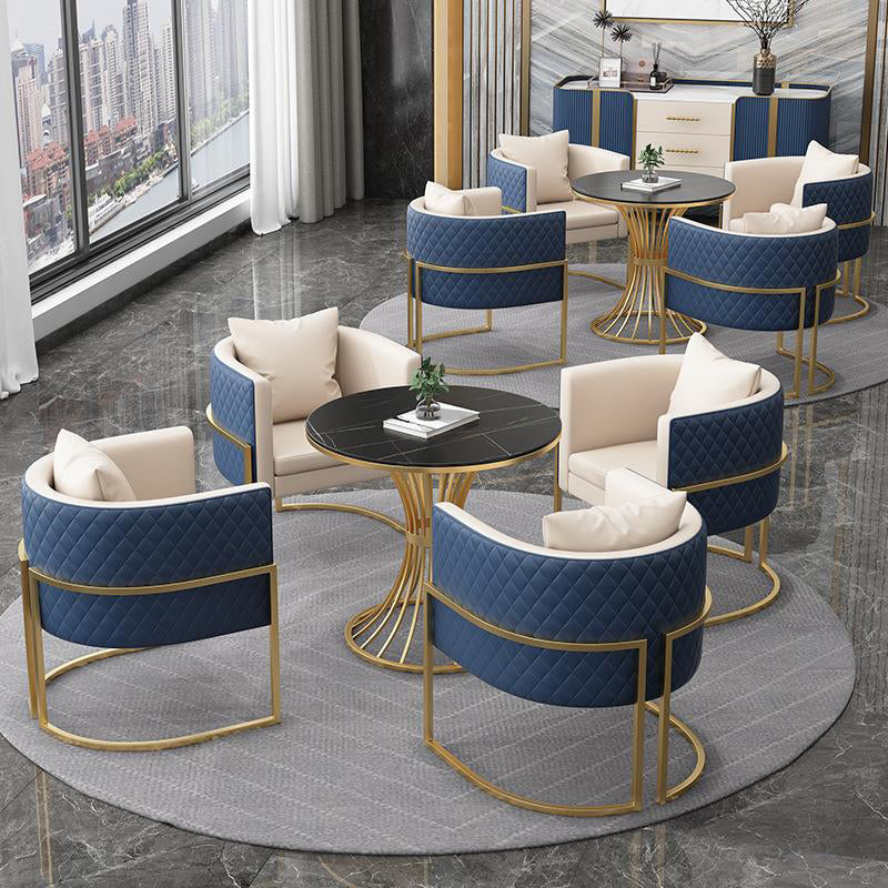 Matte Finish Stone Top Dinette Table for Home Traditional Luxury Round Dining Table Clearhalo 'Dining Tables & Seating' 'Dining Tables' 'dining_table' 'furn' 'furn_dining_table' 'Furniture' 'Kitchen & Dining Furniture' 6653071