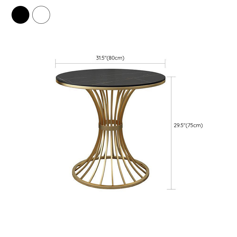 Matte Finish Stone Top Dinette Table for Home Traditional Luxury Round Dining Table Clearhalo 'Dining Tables & Seating' 'Dining Tables' 'dining_table' 'furn' 'furn_dining_table' 'Furniture' 'Kitchen & Dining Furniture' 6653082