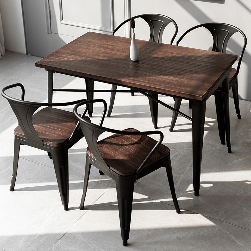 Industrial 4 Legs Pedestal Dining Table Pine Table for Dining Room 47.2"L x 23.6"W x 29.5"H Without Chairs Clearhalo 'Dining Tables & Seating' 'Dining Tables' 'dining_table' 'furn' 'furn_dining_table' 'Furniture' 'Kitchen & Dining Furniture' 6653083
