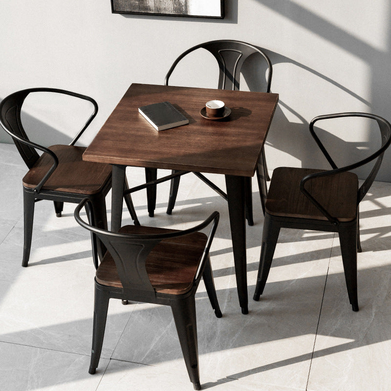 Industrial 4 Legs Pedestal Dining Table Pine Table for Dining Room 23.6"L x 23.6"W x 29.5"H Without Chairs Clearhalo 'Dining Tables & Seating' 'Dining Tables' 'dining_table' 'furn' 'furn_dining_table' 'Furniture' 'Kitchen & Dining Furniture' 6653085