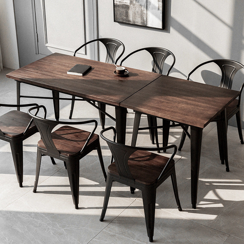 Industrial 4 Legs Pedestal Dining Table Pine Table for Dining Room Clearhalo 'Dining Tables & Seating' 'Dining Tables' 'dining_table' 'furn' 'furn_dining_table' 'Furniture' 'Kitchen & Dining Furniture' 6653086
