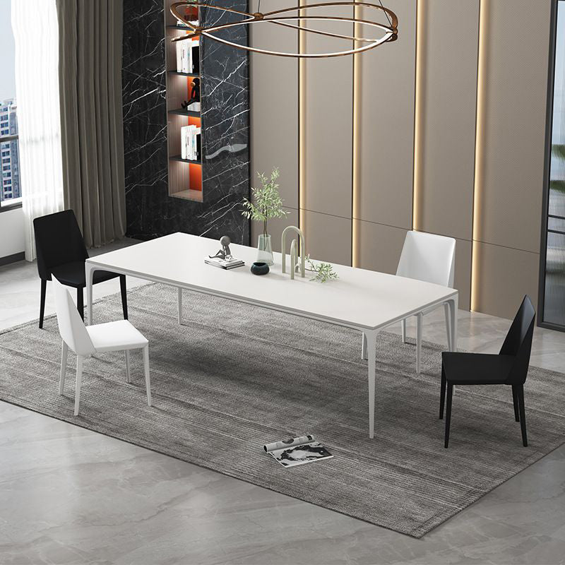 Contemporary Sintered Stone Dining Table Rectangle Table with Metal Legs for Home Use White Without Chairs Clearhalo 'Dining Tables & Seating' 'Dining Tables' 'dining_table' 'furn' 'furn_dining_table' 'Furniture' 'Kitchen & Dining Furniture' 6653122