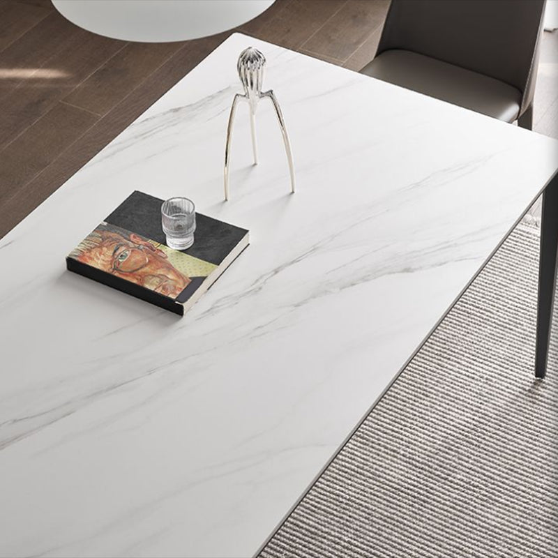 Contemporary Sintered Stone Dining Table Rectangle Table with Metal Legs for Home Use Clearhalo 'Dining Tables & Seating' 'Dining Tables' 'dining_table' 'furn' 'furn_dining_table' 'Furniture' 'Kitchen & Dining Furniture' 6653124