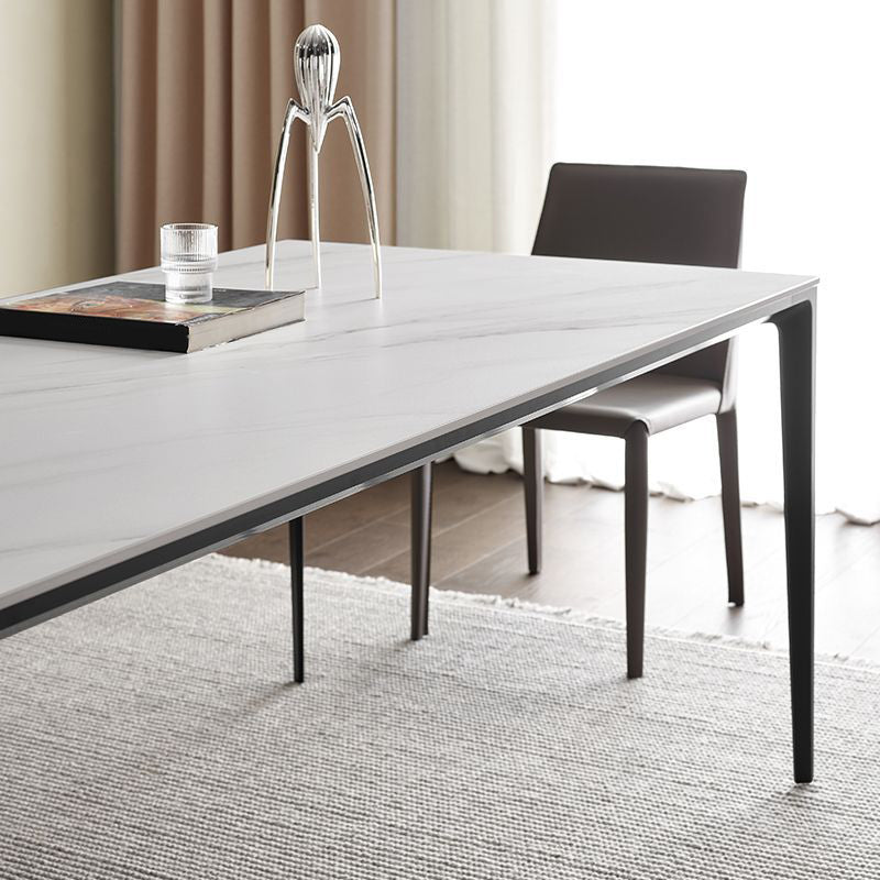 Contemporary Sintered Stone Dining Table Rectangle Table with Metal Legs for Home Use Clearhalo 'Dining Tables & Seating' 'Dining Tables' 'dining_table' 'furn' 'furn_dining_table' 'Furniture' 'Kitchen & Dining Furniture' 6653125