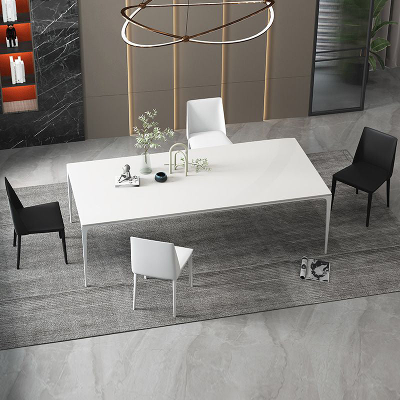 Contemporary Sintered Stone Dining Table Rectangle Table with Metal Legs for Home Use Clearhalo 'Dining Tables & Seating' 'Dining Tables' 'dining_table' 'furn' 'furn_dining_table' 'Furniture' 'Kitchen & Dining Furniture' 6653126