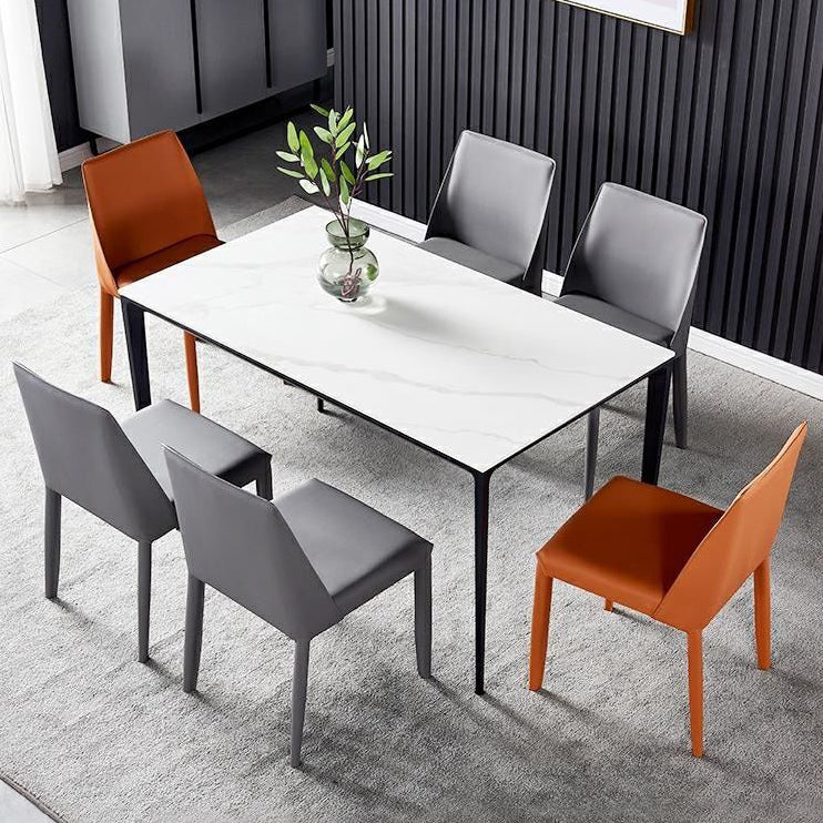 Contemporary Sintered Stone Dining Table Rectangle Table with Metal Legs for Home Use Clearhalo 'Dining Tables & Seating' 'Dining Tables' 'dining_table' 'furn' 'furn_dining_table' 'Furniture' 'Kitchen & Dining Furniture' 6653127